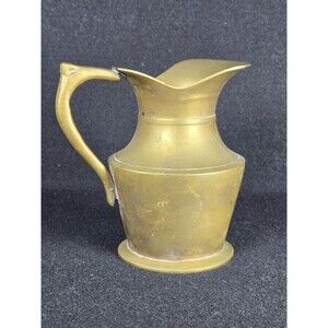 Vintage Antique Brass Pitcher 6 Inch Primitive Rustic MCM